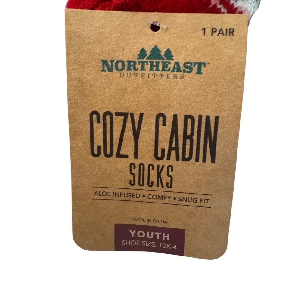 2/$30 NWT 10K-4 Northeast Outfitters Youth Cozy Cabin Socks 2-Pack Aloe Infused